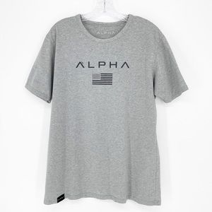 Alpha Crewneck Gray Short Sleeve Shirt Size XL